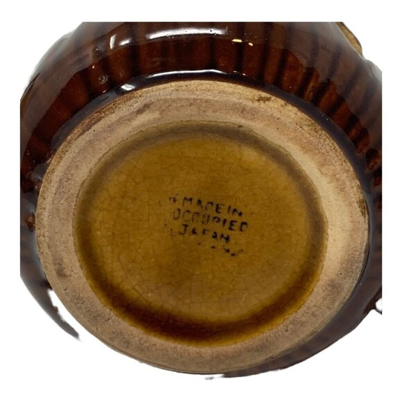 Vintage Majolica Corn Mug Set Signed Occupied Japan Brown Yellow Pottery Ceramic - Picture 11 of 12